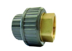 721550 Муфта разъемная переходная, <span>PVC-U</span>, латунь, раструб / внутр.резьба <span><R/span>p