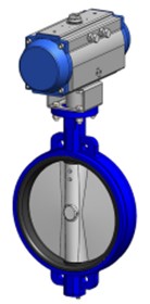 Дисковый поворотный затвор межфланцевый <span>T</span>ecofi <span>VPE 4408-N03 (Ф</span>ранция) текларж с пневматическим приводом двухстороннего действия