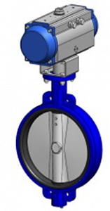 Дисковый поворотный затвор межфланцевый <span>T</span>ecofi <span>VPE 4408-N07 (Ф</span>ранция) текларж с пневматическим приводом одностороннего действия