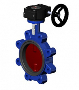 Межфланцевый дисковый поворотный затвор <span>T</span>ecofi <span>VPI 464816-08 (Ф</span>ранция) с резьбовыми проушинами <span>PN</span>16 – корпус и диск из ковкого чугуна – с механическим редуктором