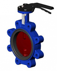 Межфланцевый дисковый поворотный затвор <span>T</span>ecofi <span>VPI 464816-02 (Ф</span>ранция) с резьбовыми проушинами <span>PN</span>16 – корпус и диск из ковкого чугуна – с ручкой