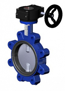 Межфланцевый дисковый поворотный затвор <span>T</span>ecofi <span>VPI 464916-08 (Ф</span>ранция) с резьбовыми проушинами <span>PN16</span> – корпус ковкий чугун – диск из нержавеющей стали 316 – с механическим редуктором